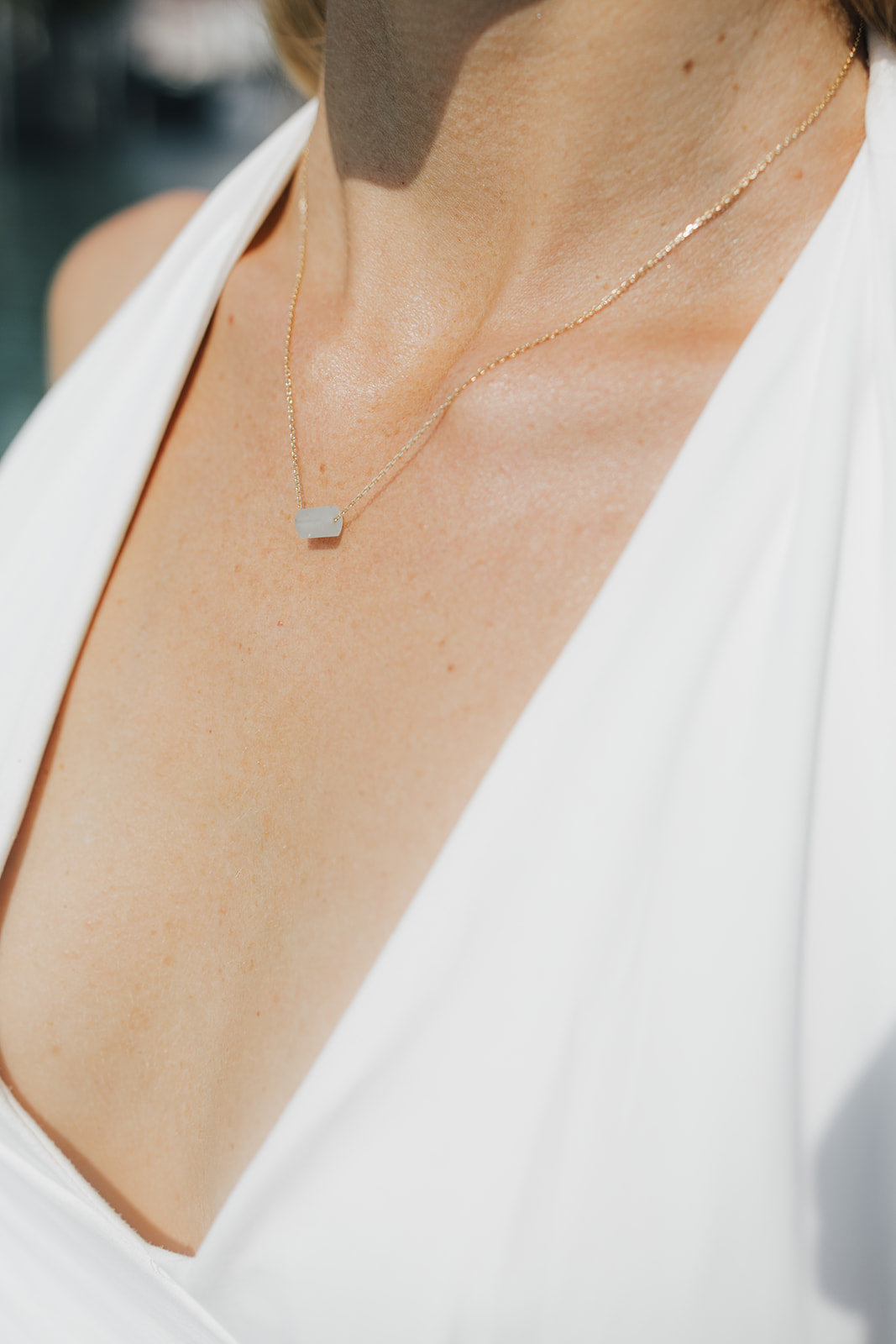 Goldkette mit ökofairem Aquamarin