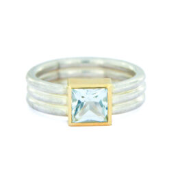 Bicolor Ring Silber und Gold Recyclinggold Recyclingsilber Aquamarinring