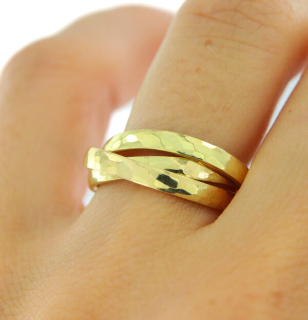 Dreierring Gelbgold Fairtrade-zertifizeirtes Gold